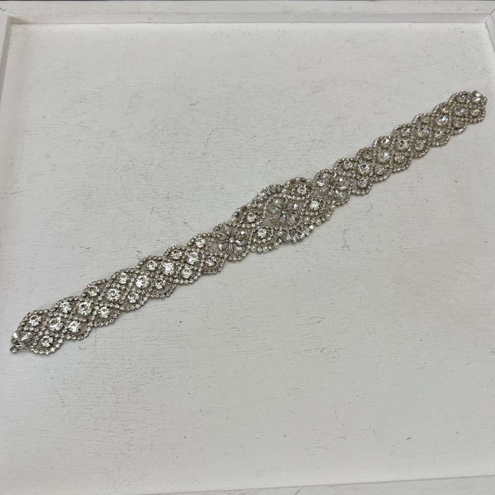 Rhinestone Wedding Belt Costume Sash Applique Bling Bead Crystal Headband Motif - Picture 4 of 15
